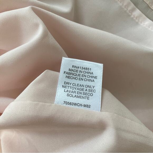 Nordstrom WAYF Pink Off-the-shoulder pink gold bow puff sleeve chiffon top Large - Picture 14 of 15